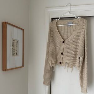 Hayden Cream and Tan Chunky Knit Cardigan